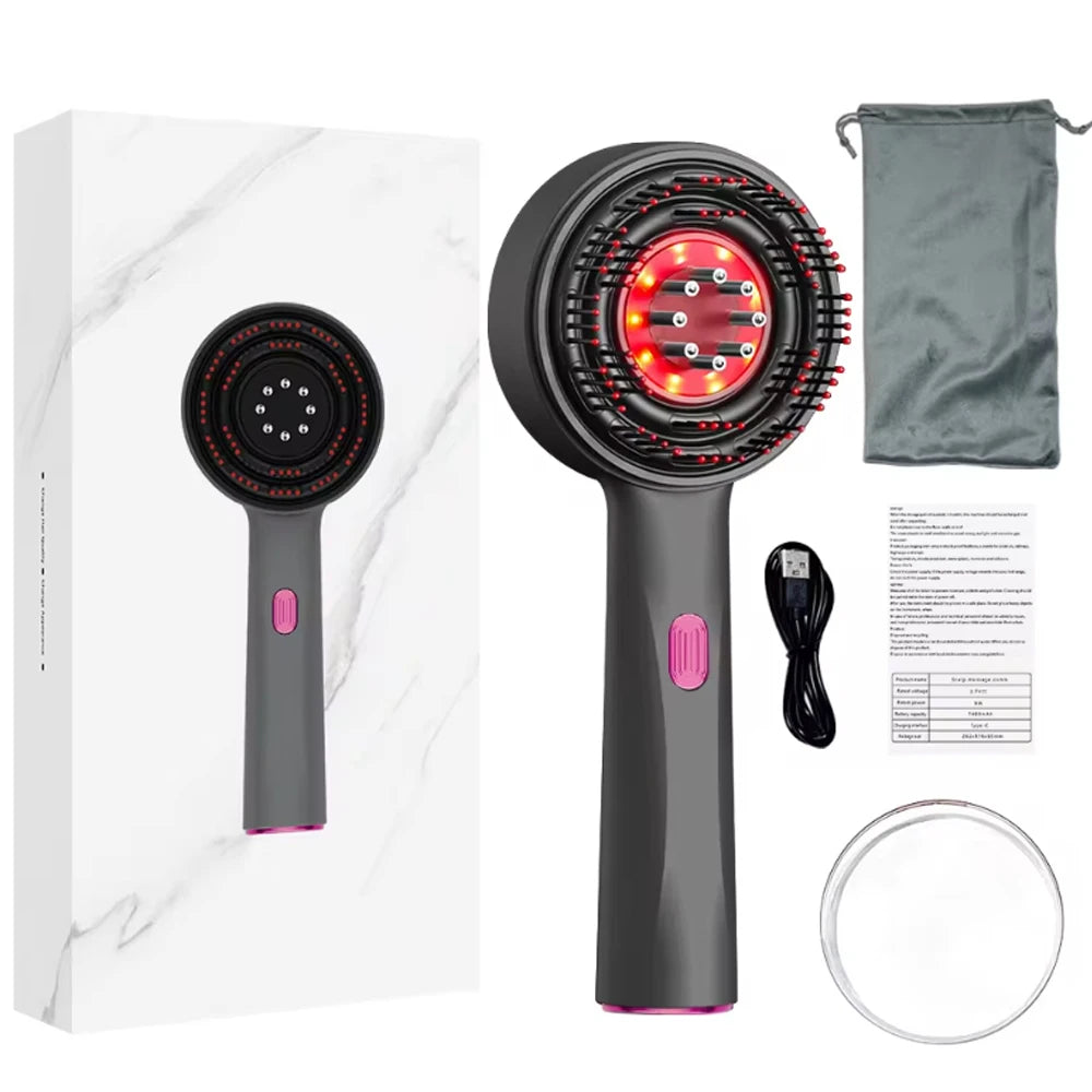 Scalp Massage Comb with Red Light, Electric Hair Scalp Massager with 3 Modes, Rechargeable 6ml Serum Applicator Tool